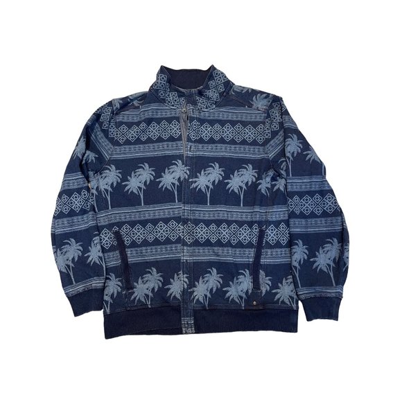 Mens TOMMY BAHAMA Blue Palm Tree Button Down Jacket Shirt sz XL‎ - Picture 1 of 9